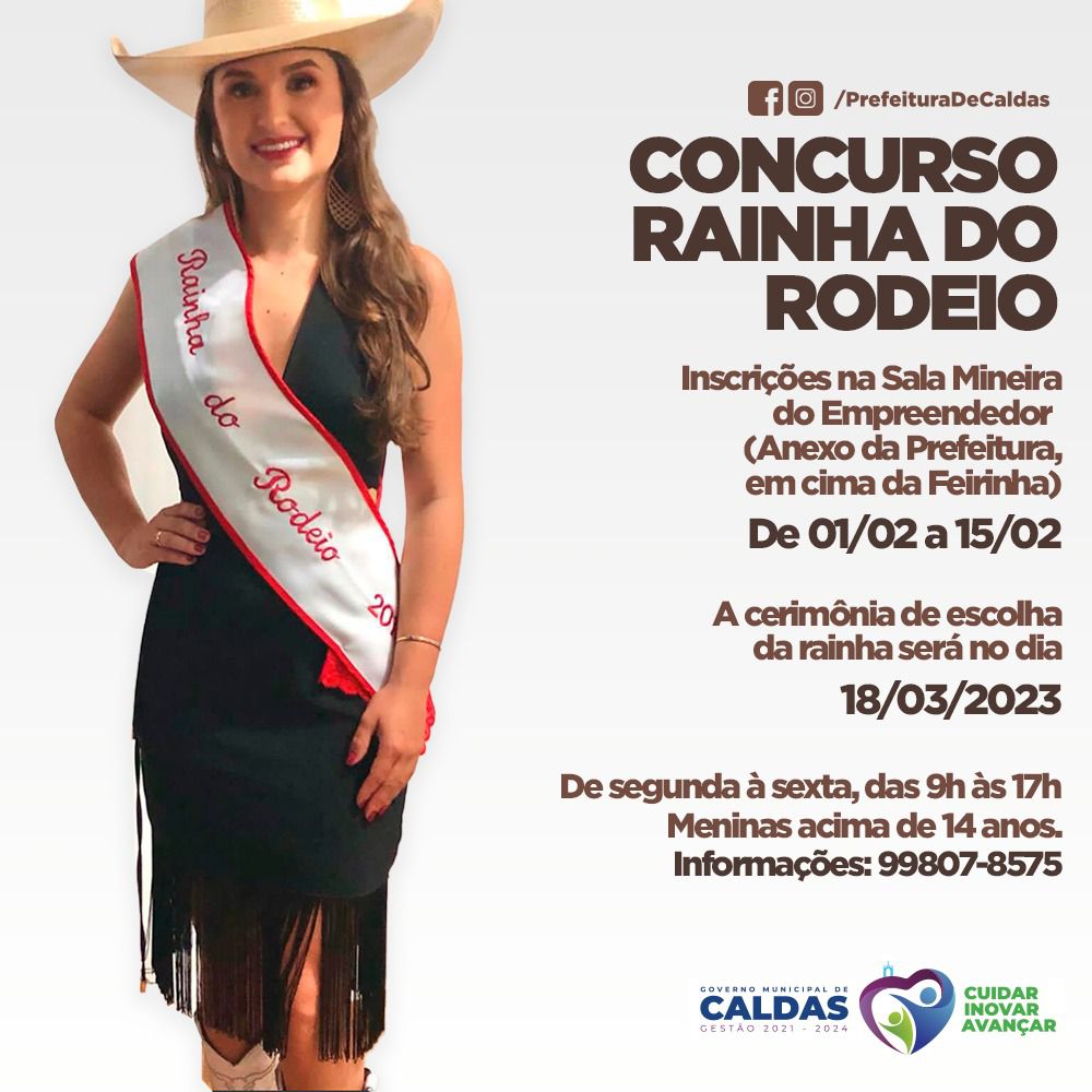 INSCRIÇÕES PARA ESCOLHA DA RAINHA DO RODEIO 2023 COMEÇA NO DIA 12/06/2023 -  Prefeitura Municipal de Monte Belo - MG - Prefeitura de Monte Belo - MG
